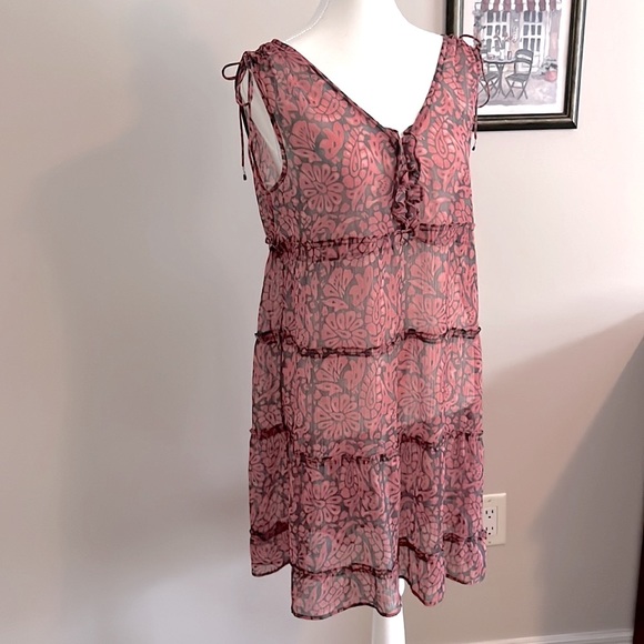 2 For $25 - AE American Eagle Sheer Print Dress Beach Coverup - Size 8 - Picture 2 of 14
